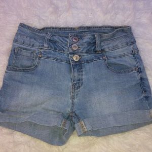 high waisted denim shorts